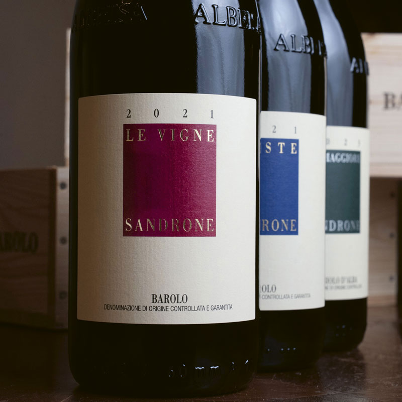 Sandrone wine bottles with the new label