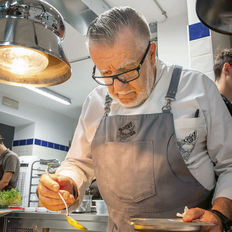 Chef Massimo Camia in the kitchen
