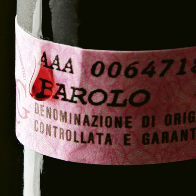 The official band on the neck of the Barolo bottle