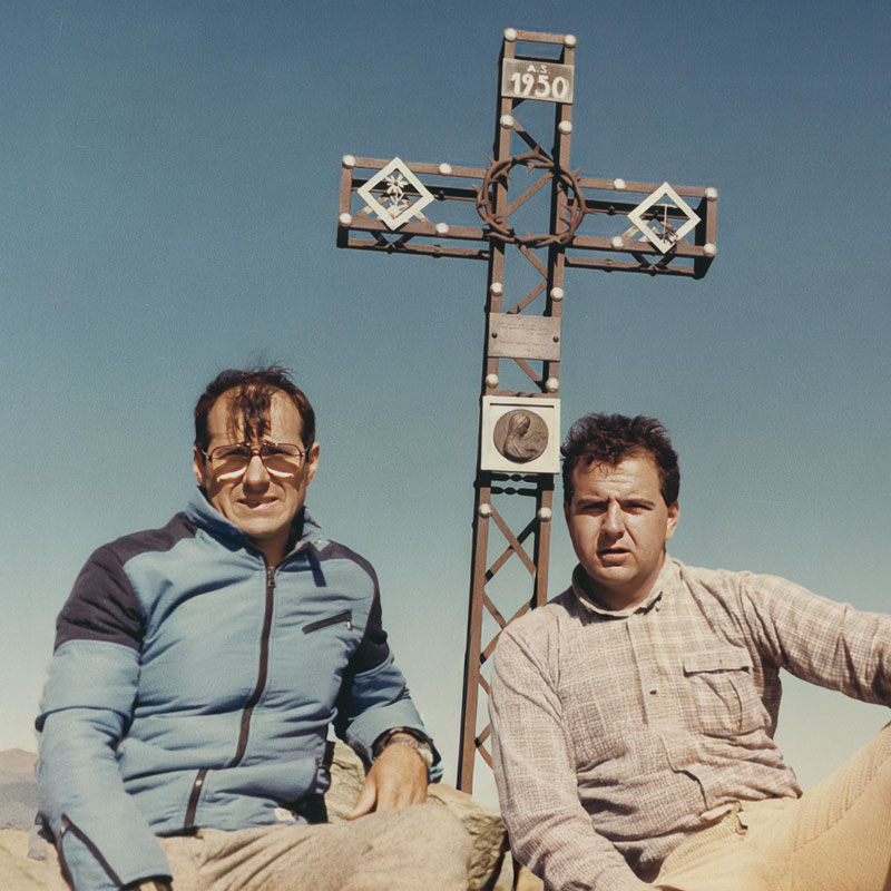Luciano Sandrone and Luca high in the mountains