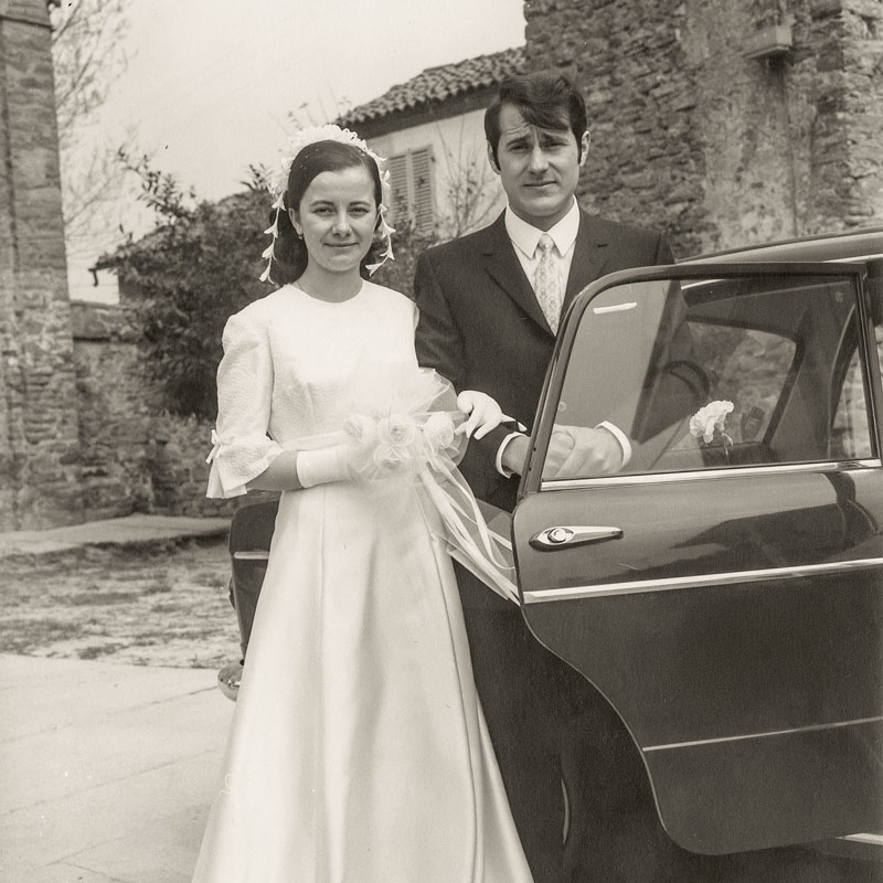 Luciano and Mariuccia portrayed on their wedding day