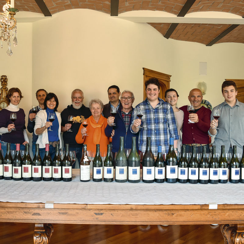 A toast after a tasting with friends and journalists